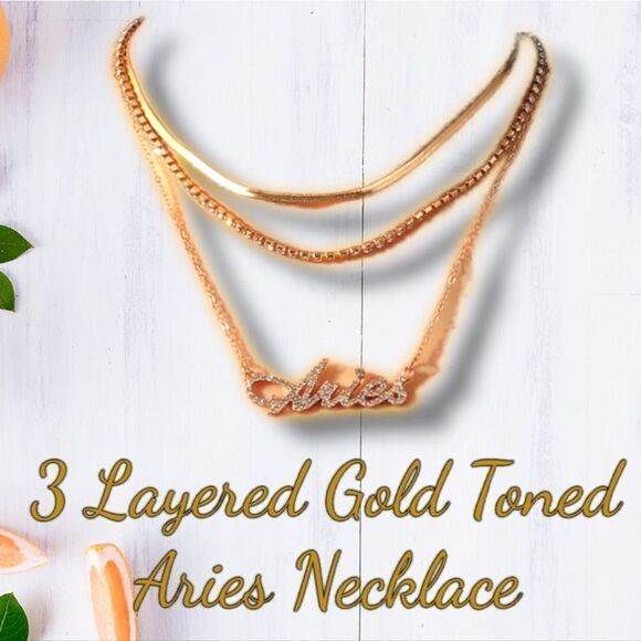 💕5/$18 Layered Gold Constellation Sign "Aries" - Picture 3 of 5